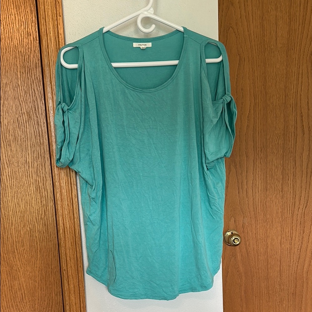 Maurices Turquoise Cold Shoulder Blouse